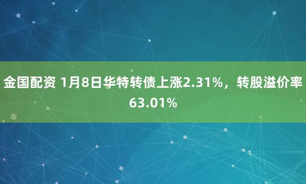 金国配资 1月8日华特转债上涨2.31%，转股溢价率63.01%